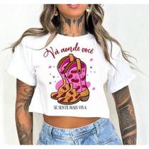 Cropped manguinha botas se sente mais viva