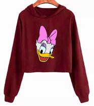 Cropped Moletom Curto Feminino Casual Flanelado Margarida Patolino