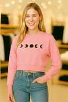 Cropped Moletom Fases da Lua Sem Capuz Look Street & Conforto