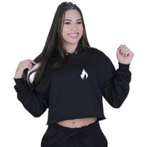 Cropped Moletom Feminina Fire Fogo Chamas