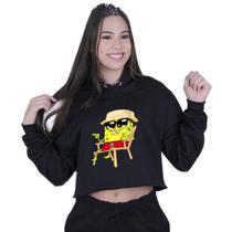 Cropped Moletom Feminino Bob Esponja Praiou Cropped Moletom Feminino Bob Esponja Praiou