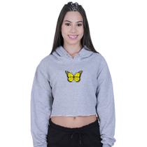 Cropped Moletom Feminino Borboleta Amarela