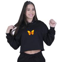 Cropped Moletom Feminino Borboleta Laranja Cropped Moletom Feminino Borboleta Laranja