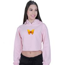 Cropped Moletom Feminino Borboleta Laranja