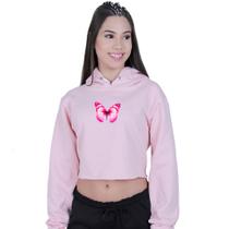 Cropped Moletom Feminino Borboleta Rosa Cropped Moletom Feminino Borboleta Rosa