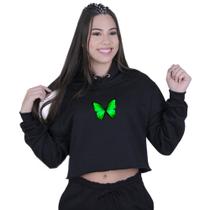 Cropped Moletom Feminino Borboleta Verde Cropped Moletom Feminino Borboleta Verde