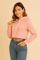 Cropped Moletom Feminino Capuz Liso