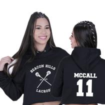 Cropped Moletom Feminino Com Capuz Série Teen Wolf Scott McCall 11 Lacrosse