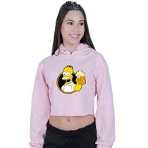 Cropped Moletom Feminino Homer Simpsons Cerveja