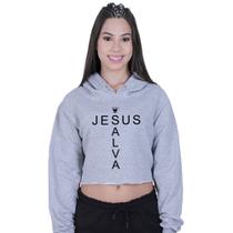 Cropped Moletom Feminino Jesus Cristo Salva