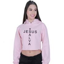 Cropped Moletom Feminino Jesus Cristo Salva