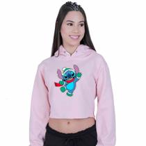 Cropped Moletom Feminino Lilo Stitch Duende Natal