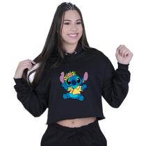Cropped Moletom Feminino Lilo Stitch Hawaiano