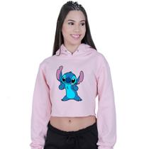 Cropped Moletom Feminino Lilo Stitch Linguinha