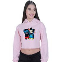 Cropped Moletom Feminino Lilo Stitch Mickey Mouse