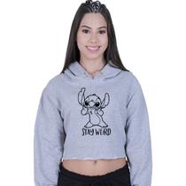 Cropped Moletom Feminino Lilo Stitch Stay Weird