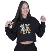 Cropped Moletom Feminino Mickey Minnie Halloween