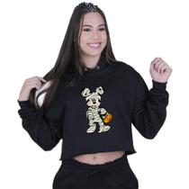 Cropped Moletom Feminino Mickey Mouse Mumia