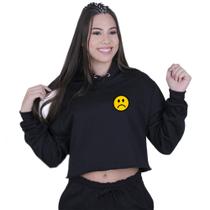 Cropped Moletom Feminino Sad Smile Bad Tumblr