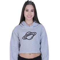 Cropped Moletom Feminino Saturno Planeta