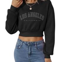 Cropped Moletom Los Angeles Feminino Tecido Premium