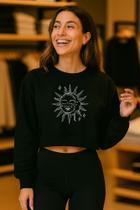 Cropped Moletom Sol e Lua Sem Capuz Algodão Premium Toque Suave