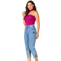 Cropped mom, jeans 100% algodão