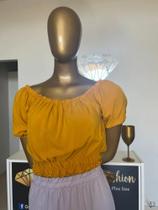 Cropped Mostarda de Viscose - Pronta Entrega - Veste 36/38 Cropped Mostarda de Viscose - Pronta Entrega - Veste 36/38