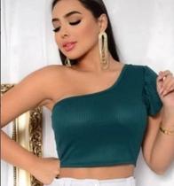 Cropped mula manca babado Cropped mula manca babado