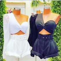 Cropped Mula Manca Manga Longa Tule Transparente Um Ombro Só Transparência Cruzado Nó Decote Suplex Cropped Mula Manca Manga Longa Tule Transparente Um Ombro Só Transparência Cruzado Nó Decote Suplex