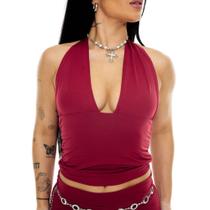 Cropped Multiformas em Poliamida Dupla com Amarrações cor:marsalatamanho:M Cropped Multiformas em Poliamida Dupla com Amarrações cor:marsalatamanho:M