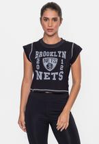 Cropped NBA Feminino College Brooklyn Nets Preto