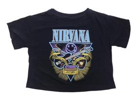 Cropped Nirvana Preto Blusinha Feminina Rock Grunge Kurt Cobain SF622