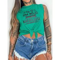 Cropped nó colorido verde não sou praga