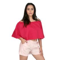 Cropped Ombro a Ombro Babado Longo de Viscose - Cor Vermelha - Tamanho M Cropped Ombro a Ombro Babado Longo de Viscose - Cor Vermelha - Tamanho M