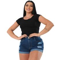 Cropped Ombro a Ombro Blusa Blusinha Feminina Passeio Academia Treino Lazer Casual Dia a Dia Básica em Viscolycra