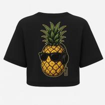 Cropped Oversized Abacaxi Only Preta - Camiseta Feminina Estilo Casual da Marca AFTER