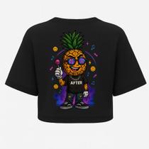 Cropped Oversized After Preta Abacaxi Vibes - Estampa DTF em Algodão