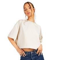 Cropped Oversized Algodão Larguinho Marfim Estiloso