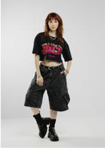 Cropped oversized feminina burn preto -jayjam rockwear