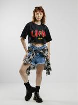 Cropped oversized feminina love preto - jayjam rockwear