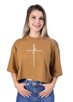 Cropped Oversized Feminino Blusa Manga Curta Soltinha Estampa Delicada Fé Cropped Oversized Feminino Blusa Manga Curta Soltinha Estampa Delicada Fé
