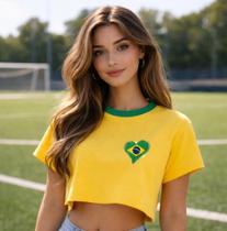 Cropped Oversized Feminino Torcida Coração 20 Frente/Verso
