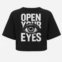 Cropped Oversized Preto - After Open Your Eyes - Estampa DTF Cropped Oversized Preto - After Open Your Eyes - Estampa DTF