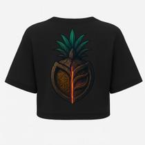 Cropped Oversized Preto - Estampa DTF - 100% Algodão