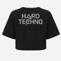 Cropped Oversized Preto Hardtechno - Estampa DTF em Algodão