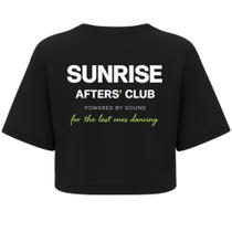 Cropped Oversized Preto Sunrise - Estampa DTF em Algodão