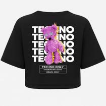 Cropped Oversized Preto Techno Only - Estampa DTF Cropped Oversized Preto Techno Only - Estampa DTF