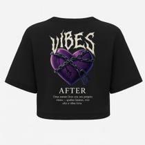 Cropped Oversized Preto Vibes - Estampa DTF em Algodão