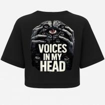 Cropped Oversized Voices in My Head - Estampa DTF em Algodão Cropped Oversized Voices in My Head - Estampa DTF em Algodão